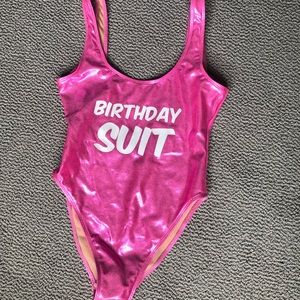 Private Party Pink Metallic Birthday Suit